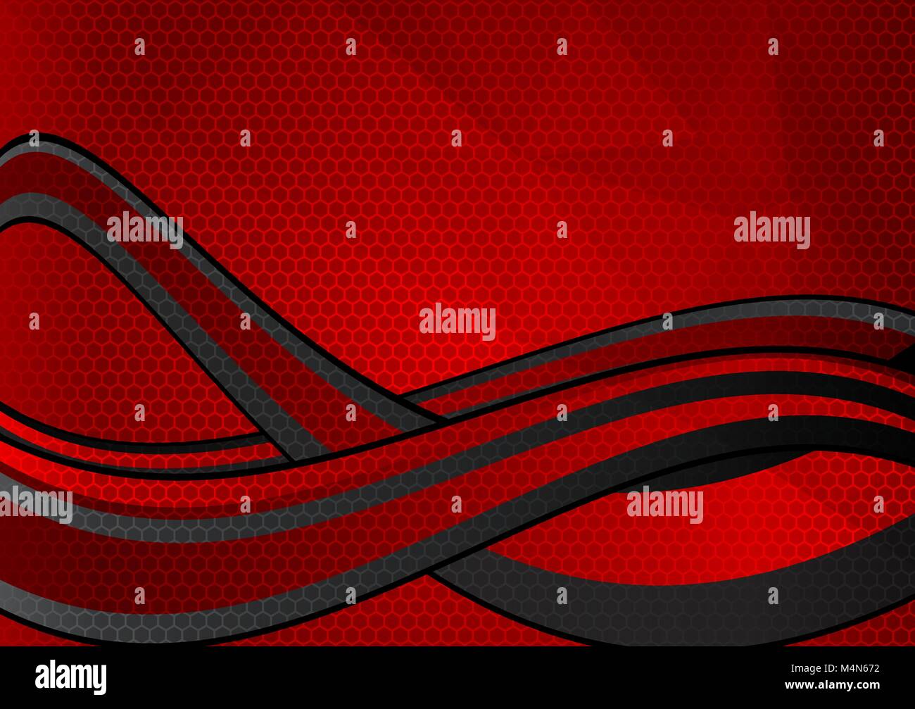 Red and Black geometric and wave, abstract vector background with copy ...