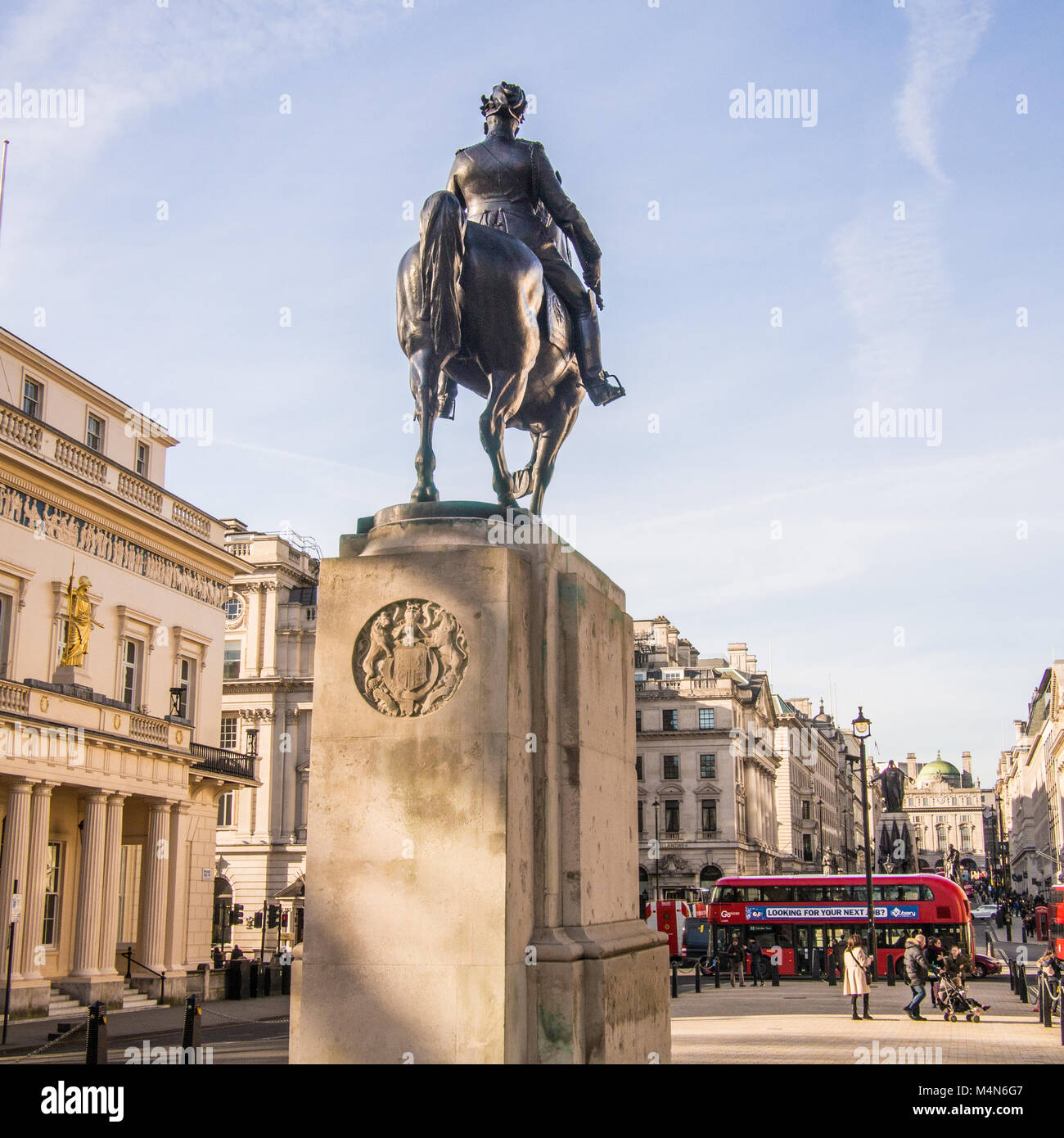 Edward VII Bronze Statue in Waterloo Place, London. Stock Photo
