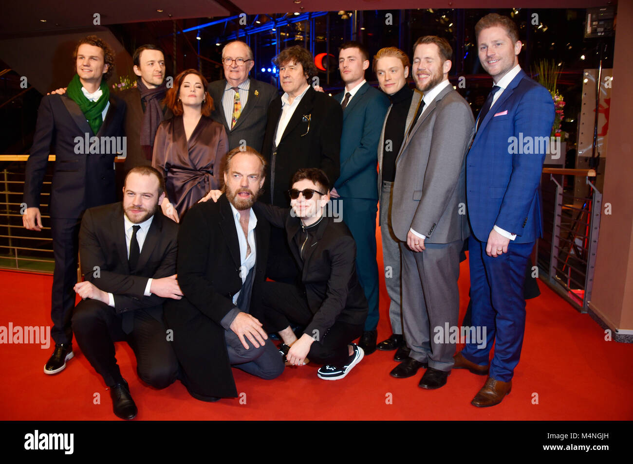 Guest, Moe Dunford, Lance Daly, Sarah Greene, Jim Broadbent, Hugo Weaving, Stephen Rea, Barry Keoghan, James Frecheville, Freddie Fox, Macdara Kelleher and Jonathan Loughran attending the 'Black 47' premiere at the 68th Berlin International Film Festival / Berlinale 2018 at Berlinale Palast on February 16, 2018 in Berlin, Germany. Stock Photo