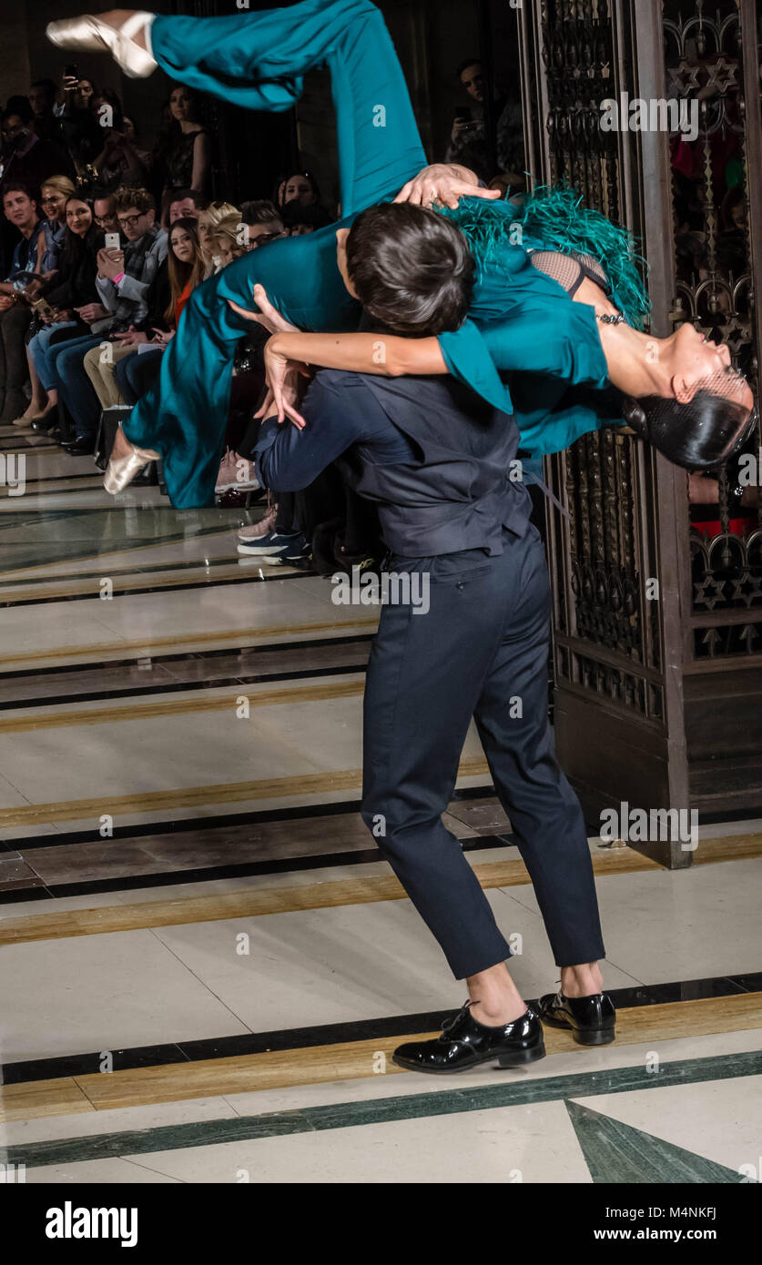 London Fashion Week, Fashion Scout  The catwalk show of OLGA ROH, A SWISS based  FASHION DESIGNER, who punctuated her show with classic dancers in a stunning presentation.  Credit Ian Davidson/Alamy Live News Stock Photo