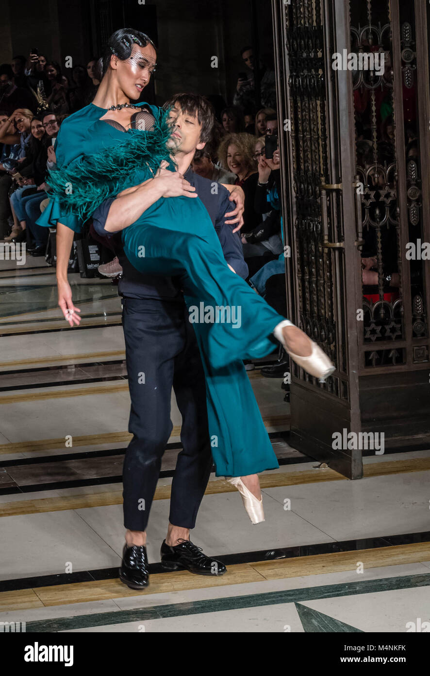 . London Fashion Week, Fashion Scout  The catwalk show of OLGA ROH, A SWISS FASHION DESIGNER, who punctuated her show with classic dancers in a stunning presentation.  Credit Ian Davidson/Alamy Live News Stock Photo