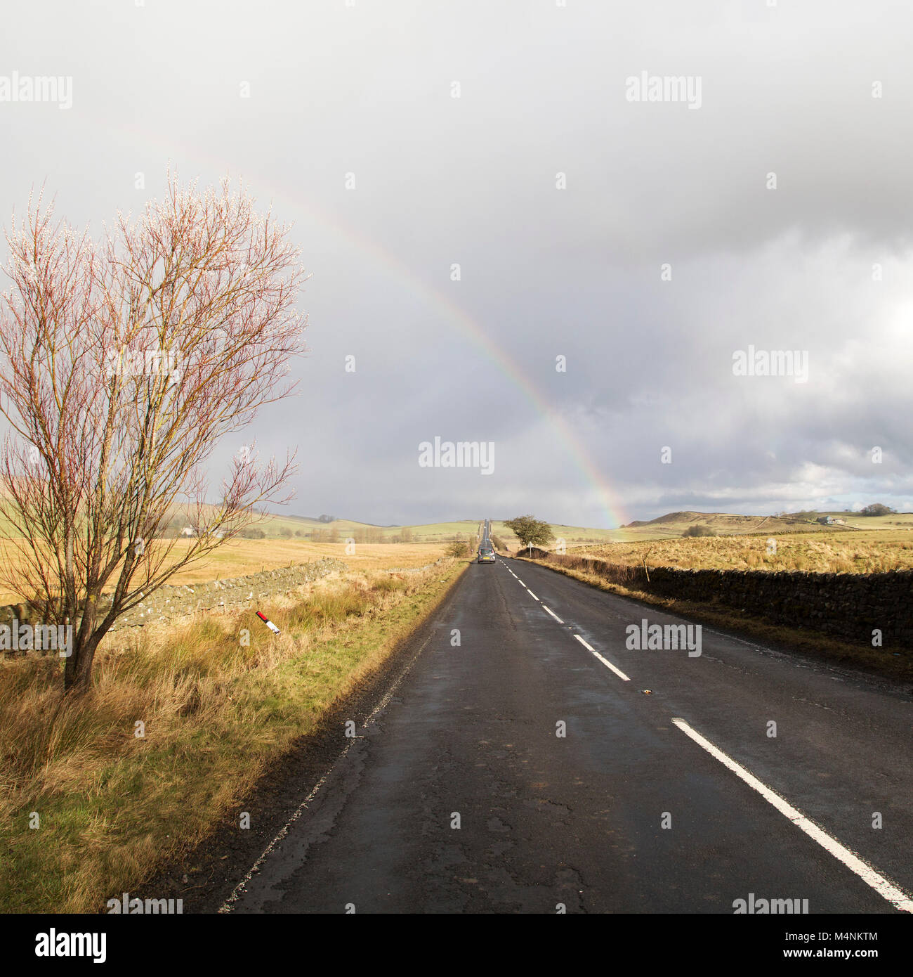 Northumberland. 17th Feb, 2018. UK Weather: Rainbow above the Military ...