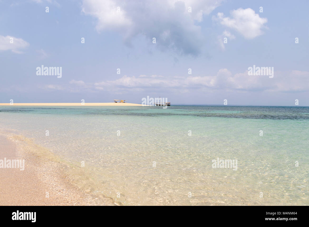 Desert island in Mozambique with turquoise sea Stock Photo