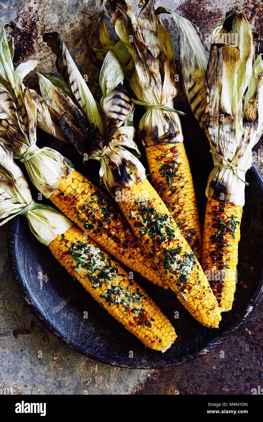 BBQ corn cobs with herb butter and sweet smoked paprika Stock Photo Alamy