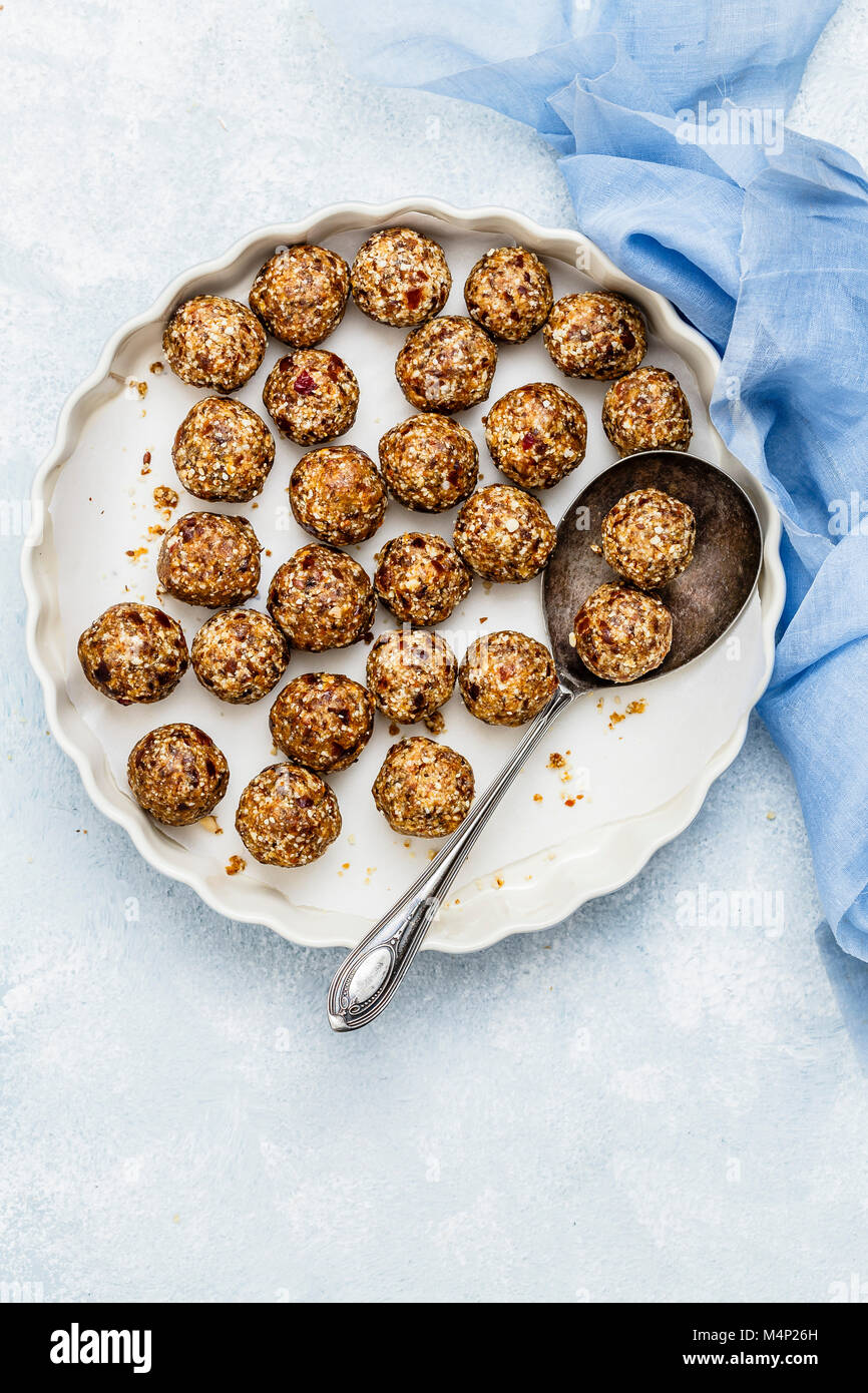 No Bake Dates Granola Energy Balls with Oats, Dates, Cashew nuts and