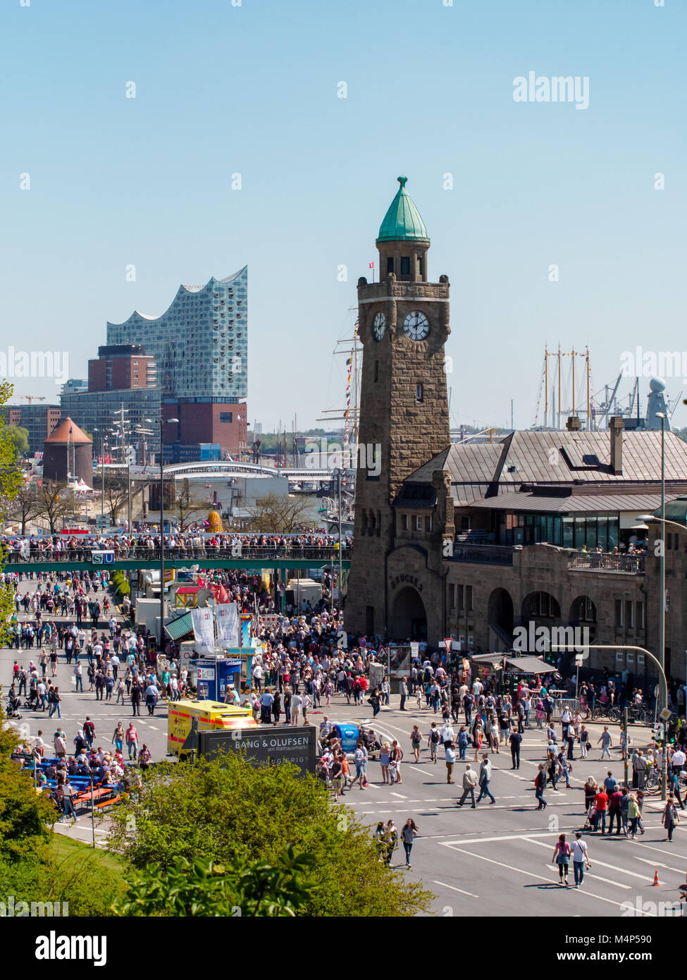 Hamburg, Germany - May 07, 2016: There is a big crowd enjoying the harbour's birthday in Hamburg when weather is fine. Stock Photo