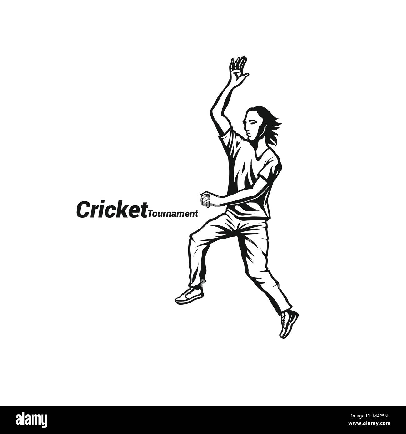 Cricketer bowling a ball vector illustration. Stock Vector