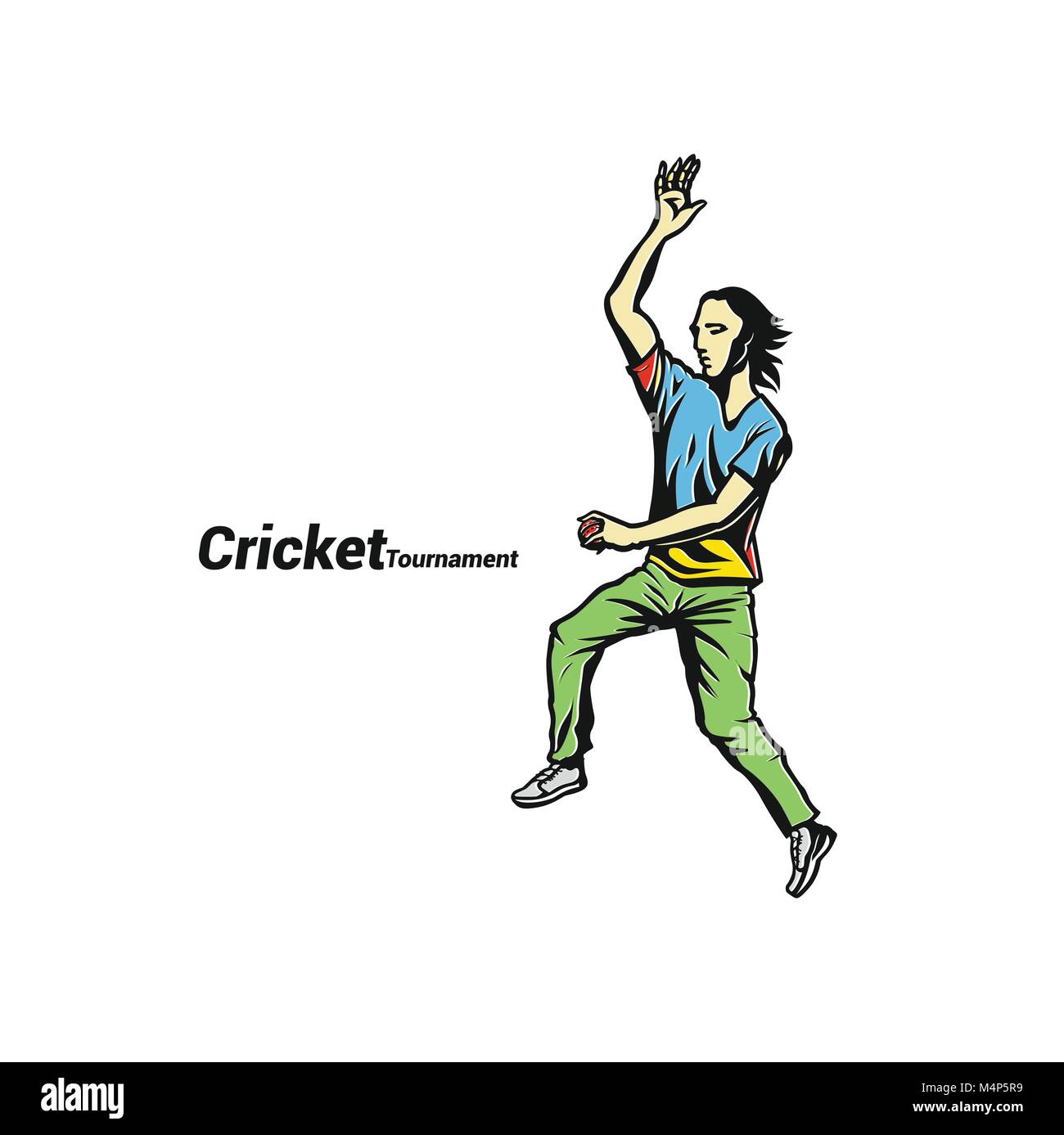 Sketch of cricket player vector illustration Stock Vector