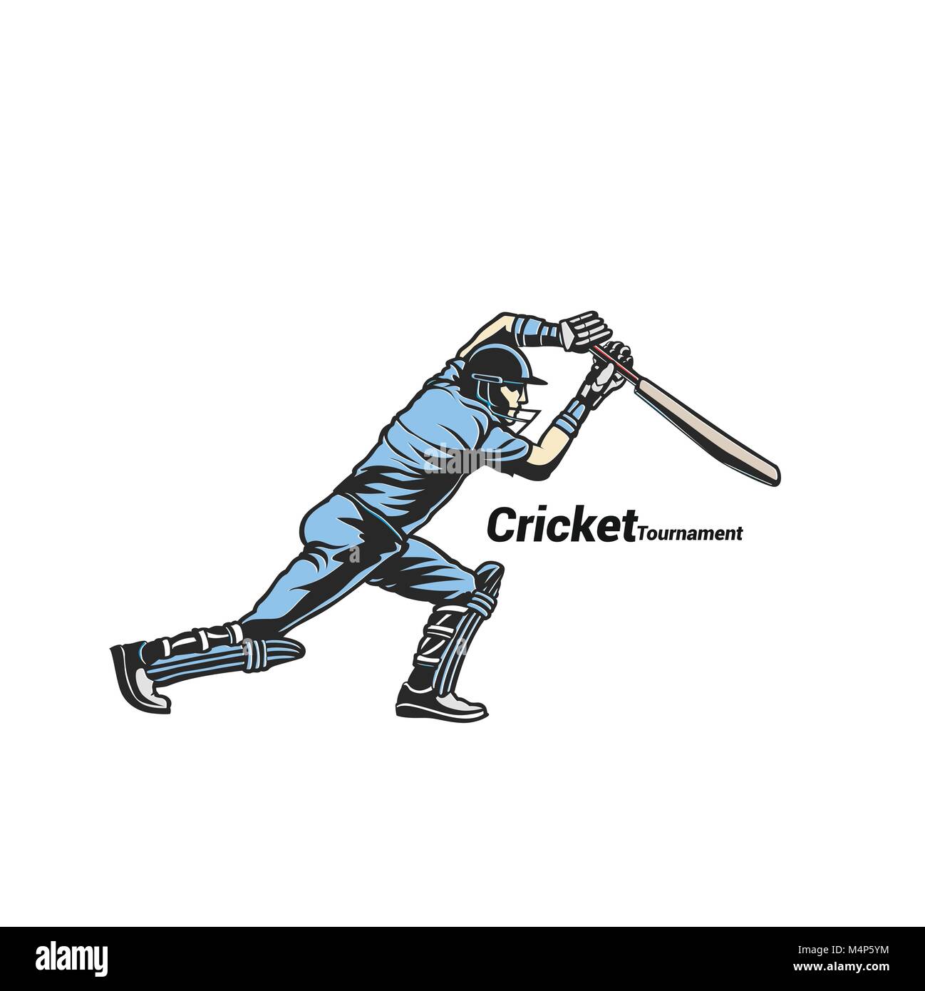 Blue cricket bats man vector illustration. Stock Vector