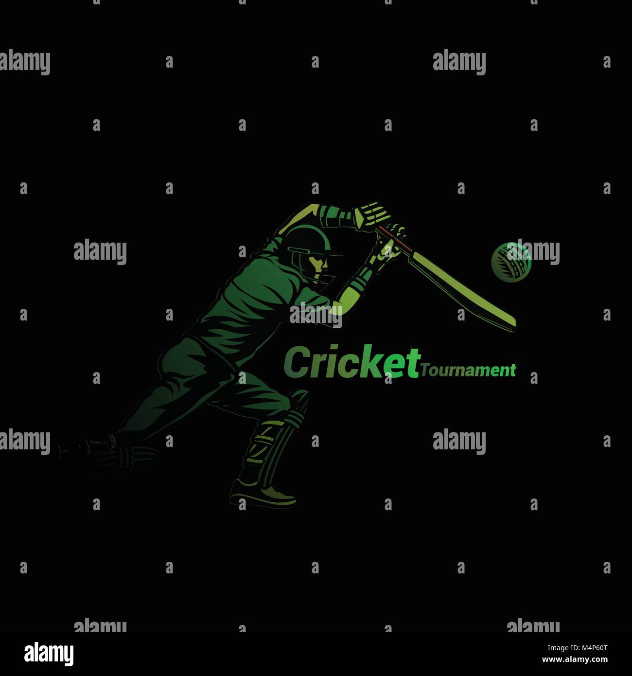 Cricketer in green vector illustration. Stock Vector
