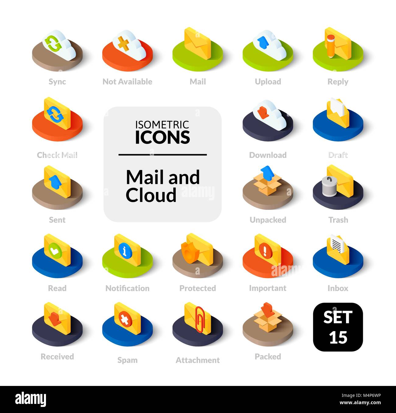 Color icons set in flat isometric illustration style, vector collection ...