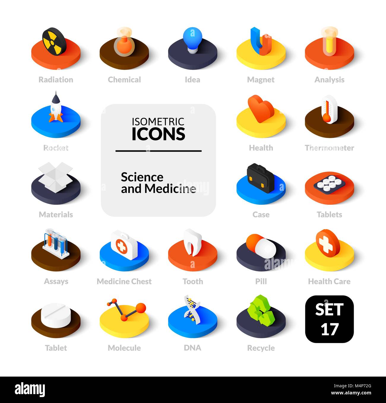 Color icons set in flat isometric illustration style, vector collection ...