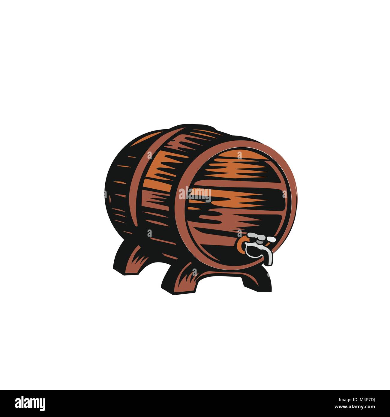 Old wooden barrel isolated on white background vector illustration design. Stock Vector