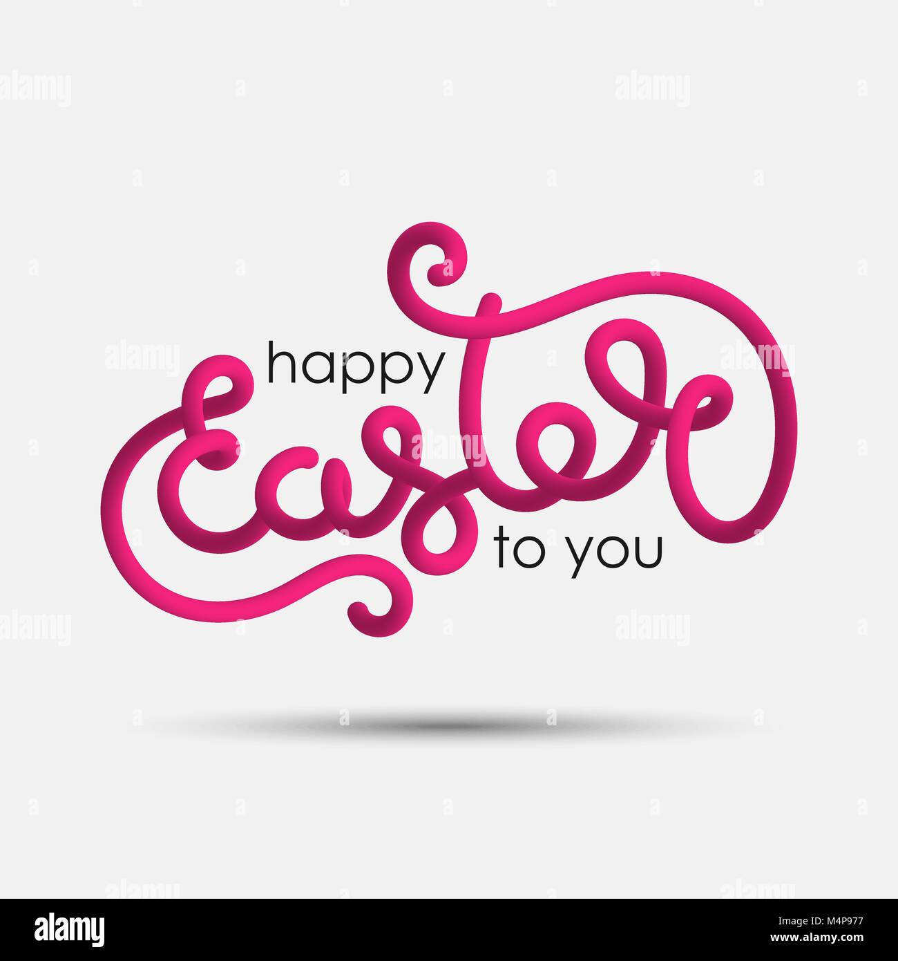 Happy Easter to you blended interlaced creative hand drawn lettering. Trendy vector liquid 3d calligraphy over white background for your design Stock Vector