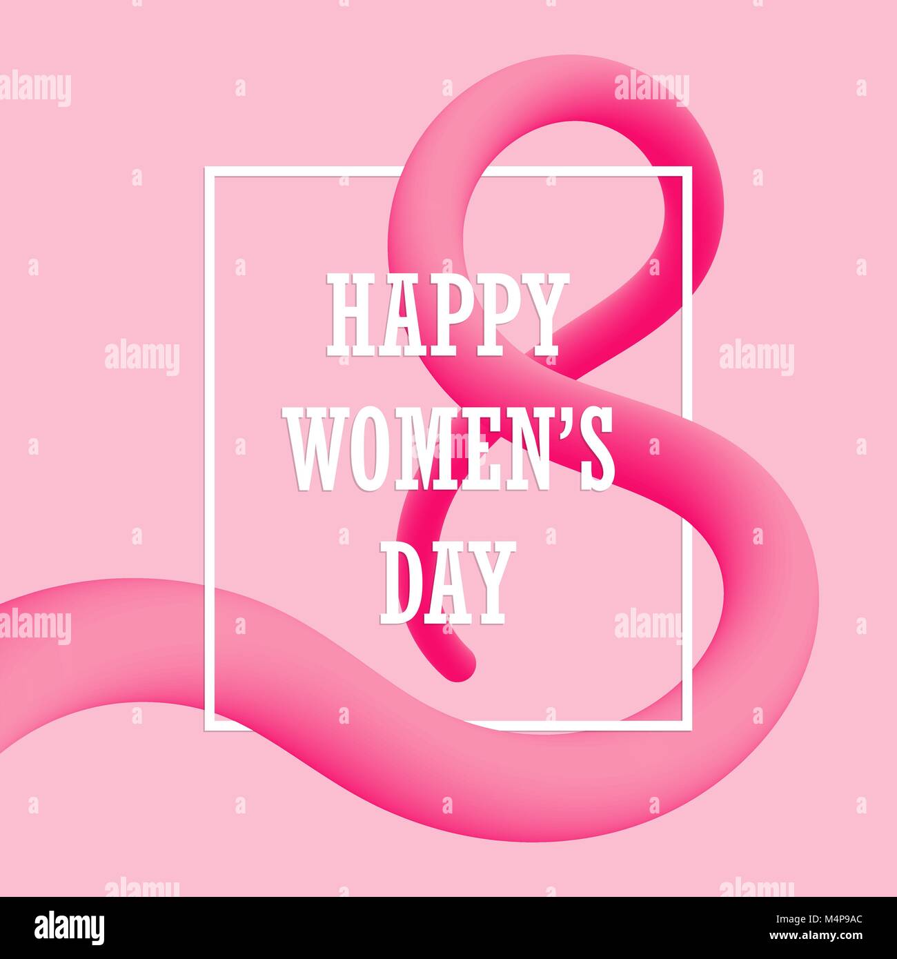 March 8. Happy Women's Day blended interlaced fluid background. Trendy vector liquid 3d figure eight for your design Stock Vector