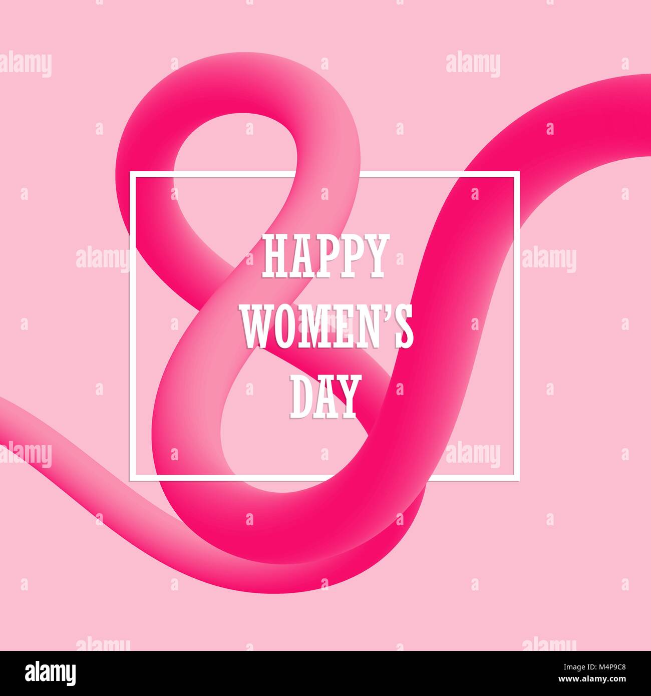 March 8. Happy Women's Day blended interlaced fluid background. Trendy vector liquid 3d figure eight for your design Stock Vector