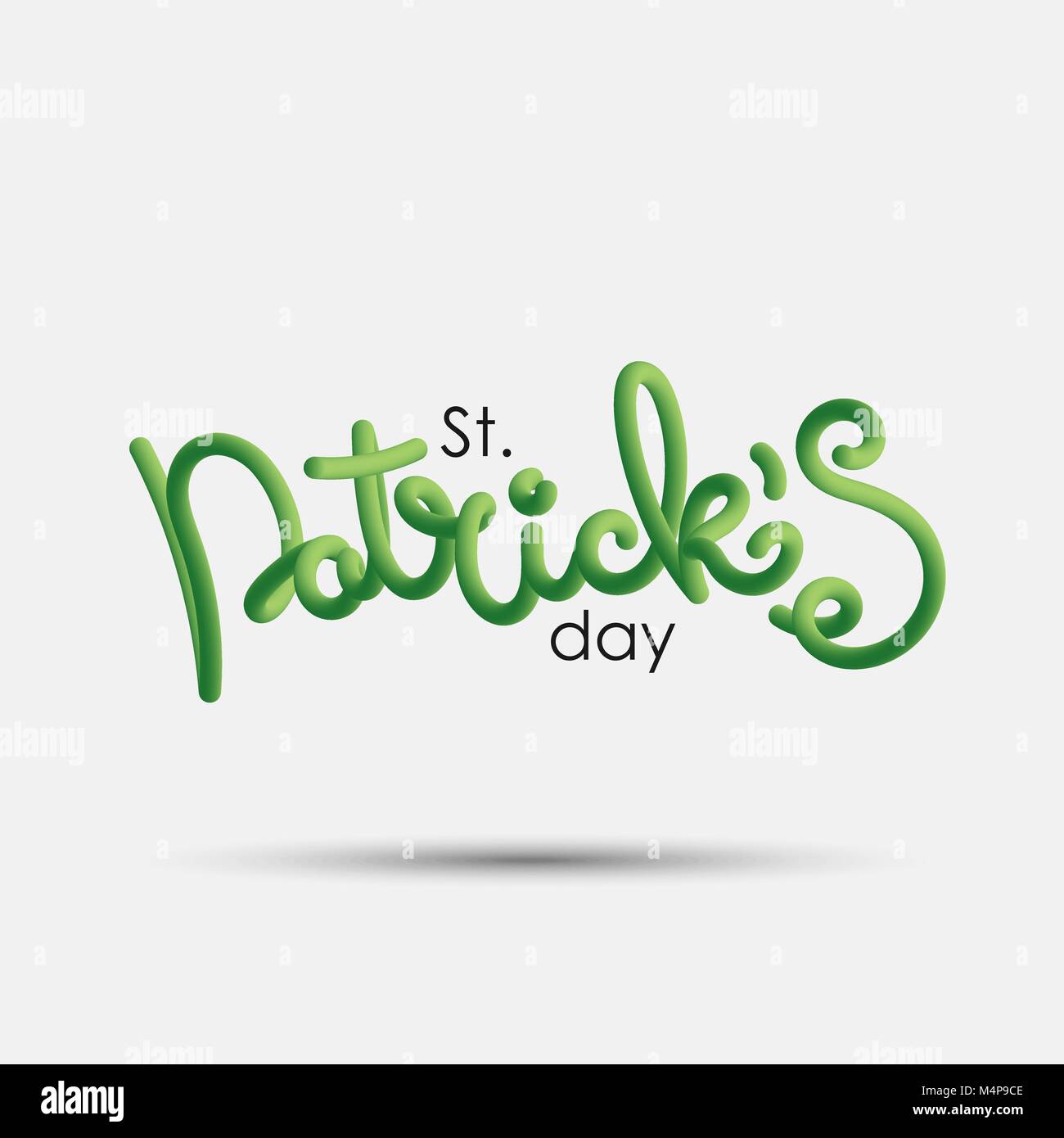 Saint Patrick's Day blended interlaced creative hand drawn lettering. Trendy vector liquid 3d calligraphy over white background for your design Stock Vector