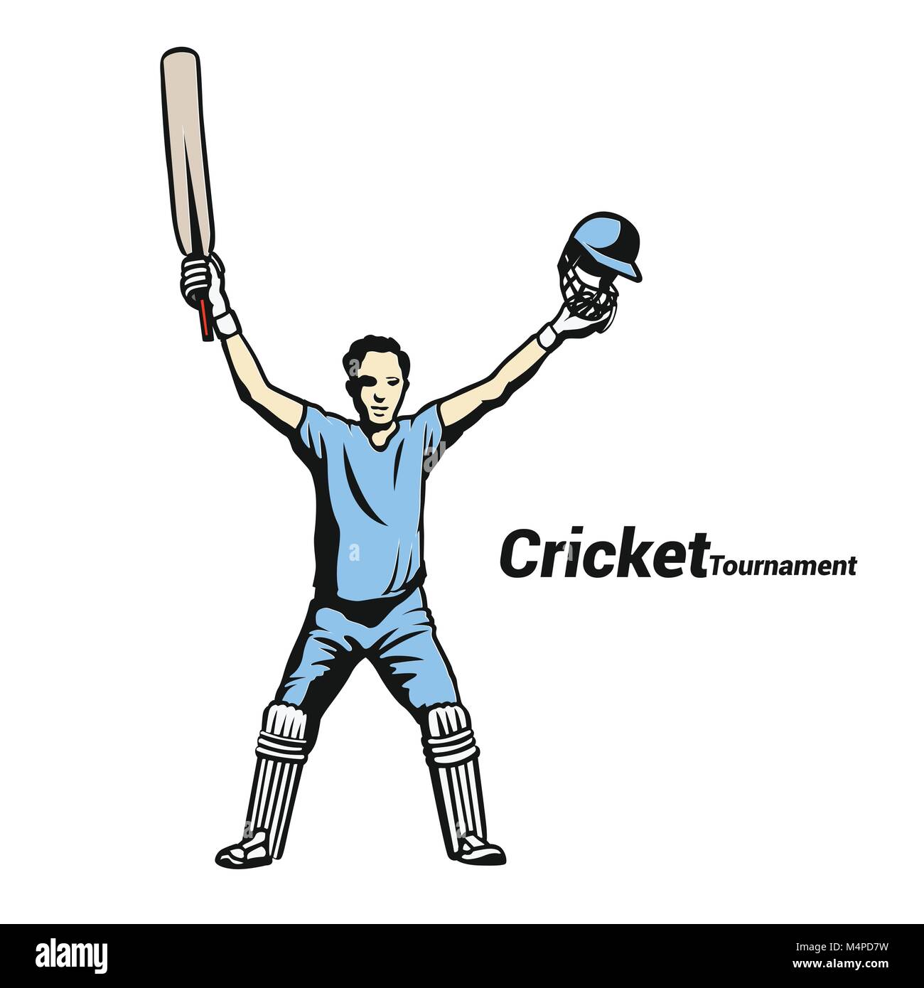 Cricket victory in blue vector illustration Stock Vector