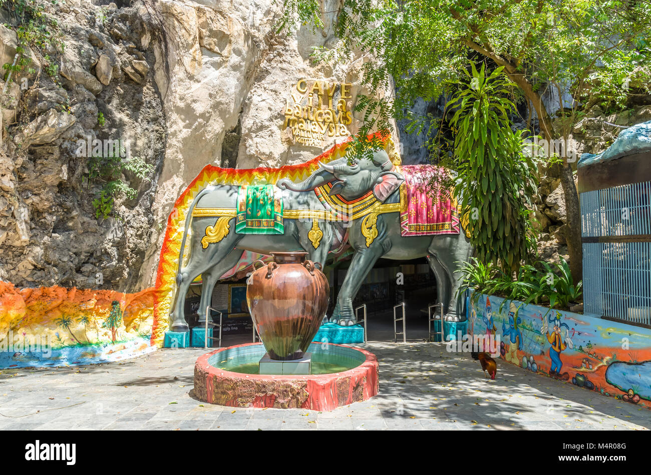 Kuala Lumpur, Malaysia - Feb 13, 2018 : CAVE Villa is a new tourism attraction in Batu Caves. Indoor gallery with huge monuments and fantastic artwork. Stock Photo