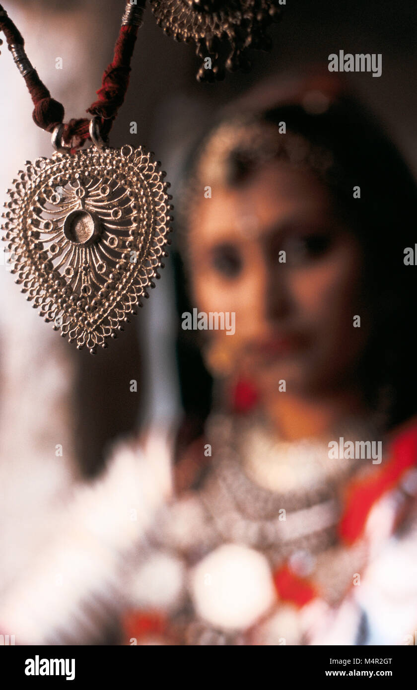 Rajasthani woman traditionally dressed ( India) Stock Photo