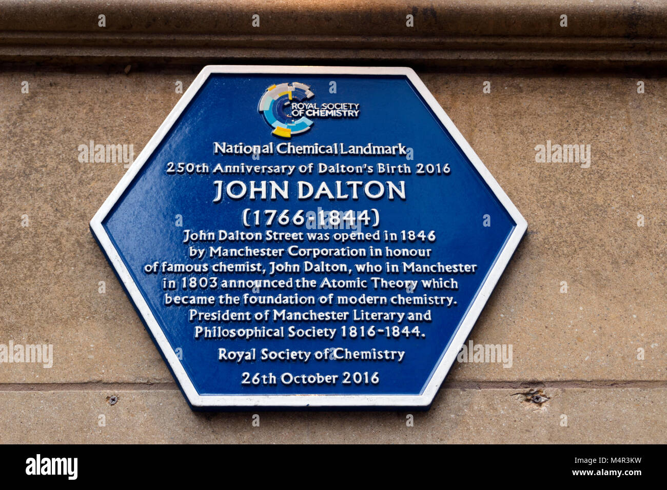 John Dalton Blue Plaque. John Dalton Street Stock Photo