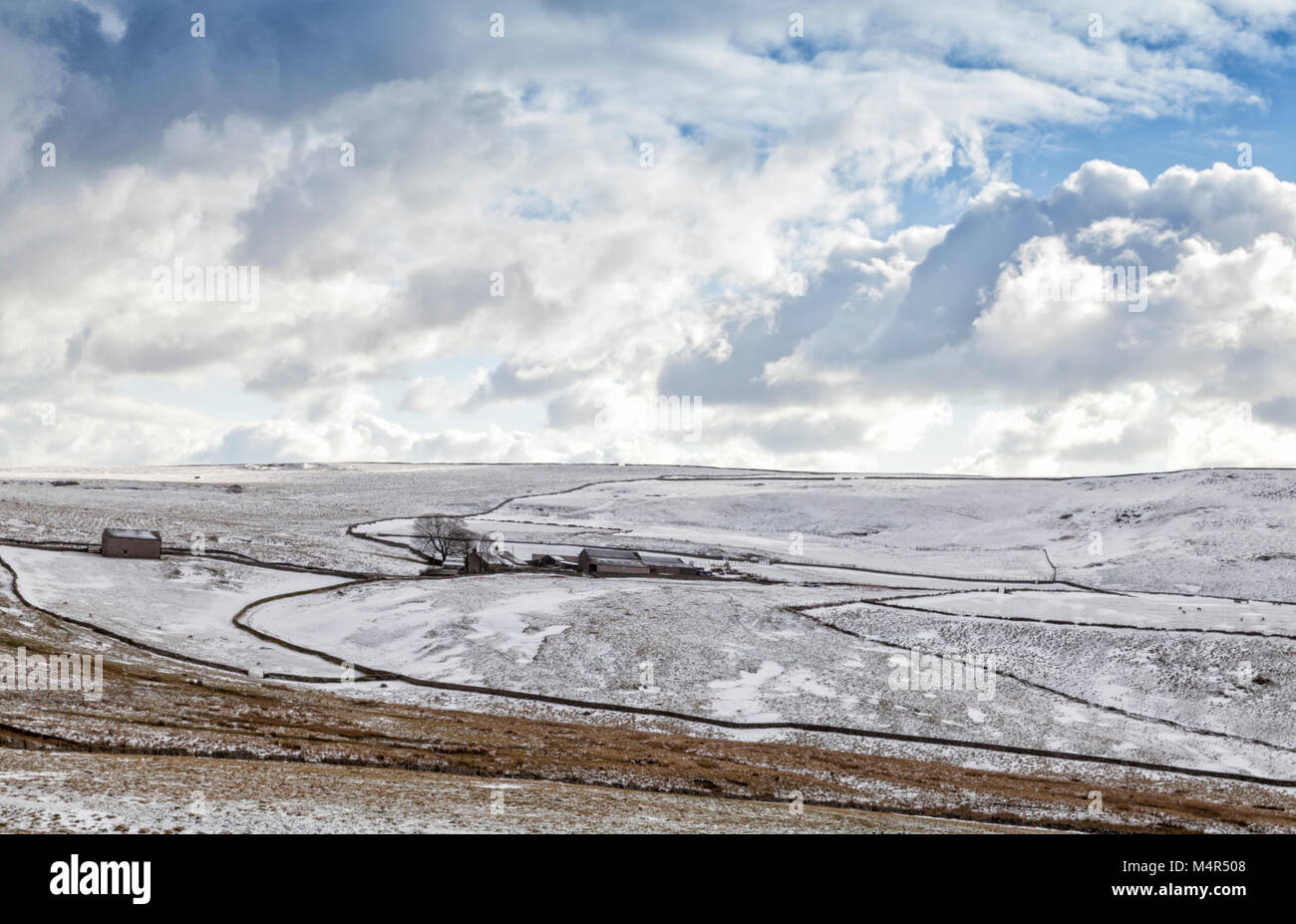 Snow on the hills in Peak District National Park, England Stock Photo