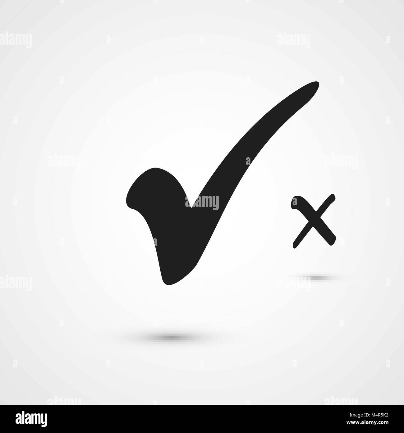 Check box list icons tick and cross, black marks. Isolated vector illustration Stock Vector