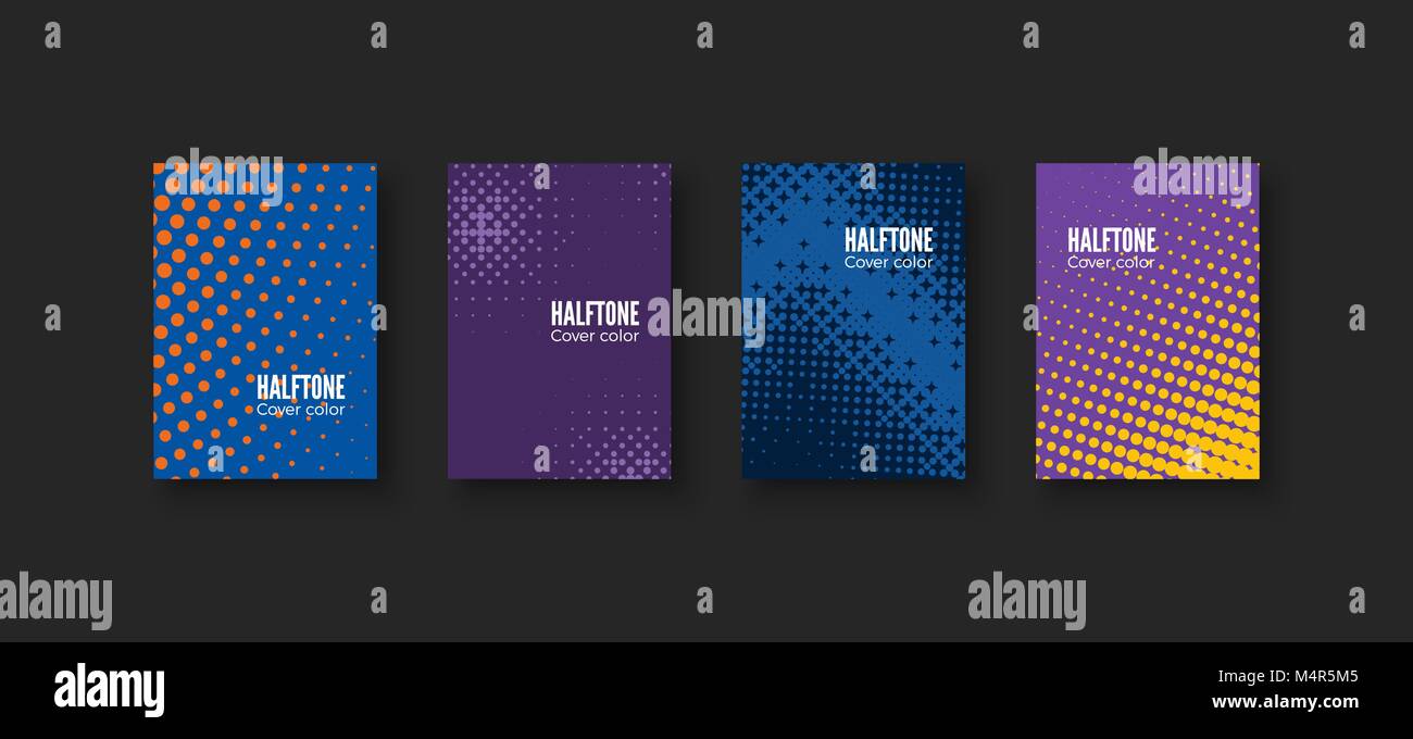 Minimal covers design. Geometric patterns set. Minimalistic identity template. Colorful halftone gradients. Vector illustration Stock Vector