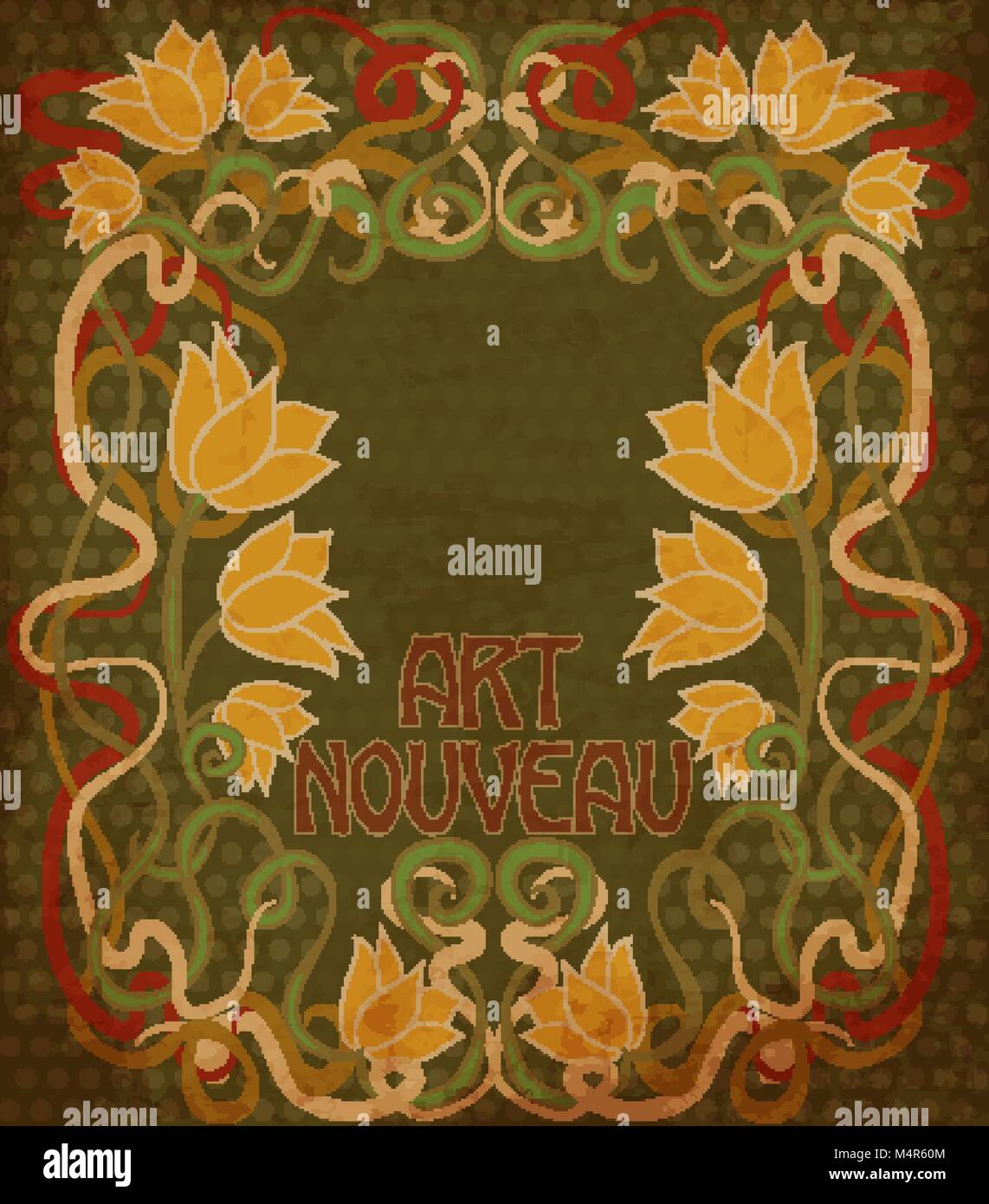 Floral background in art nouveau style, vector illustration Stock
