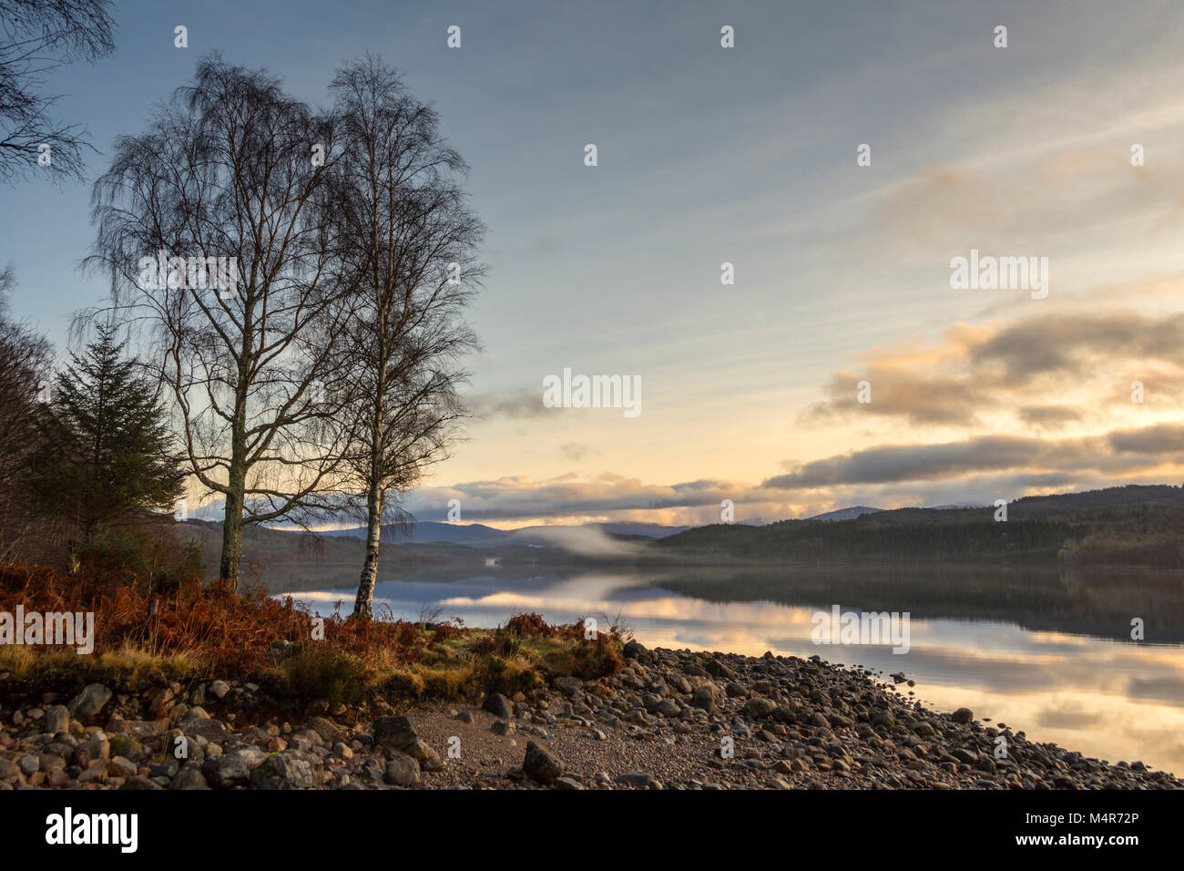 Loch Garry at sunrise, Glen Garry, Highland region, Scotland, UK Stock Photo