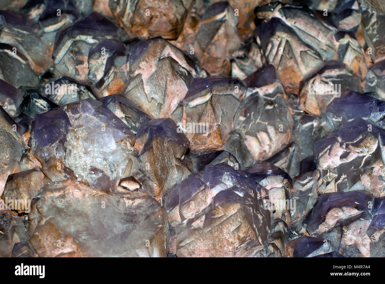 splice of untreated amethyst crystals Stock Photo