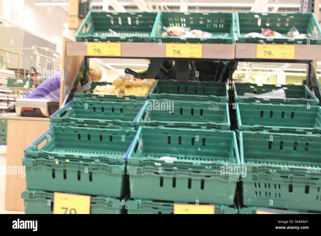 Empty British supermarket shelves. Food shortages Stock Photo Alamy