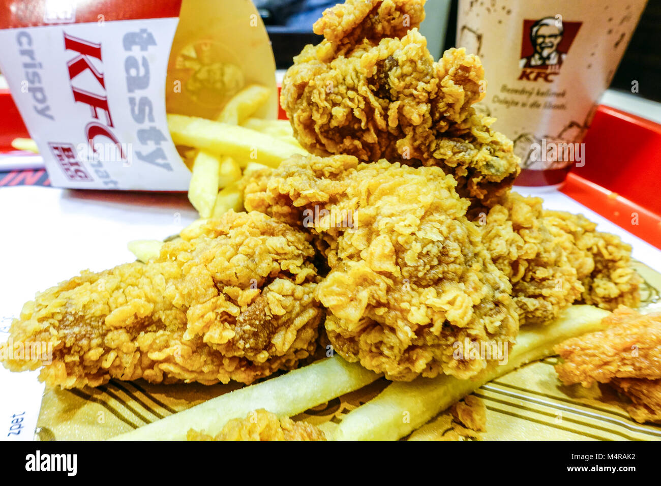 KFC meal Menu, Fried, Kentucky Fried Chicken, Food, Hot wings Stock Photo