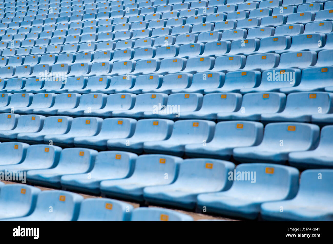 Closeup detail of the blue stadium seats Stock Photo Alamy