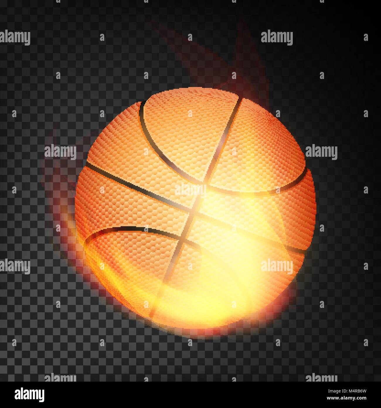 Basketball Ball Vector Realistic. Orange Basketball Ball In Burning Style Isolated On
