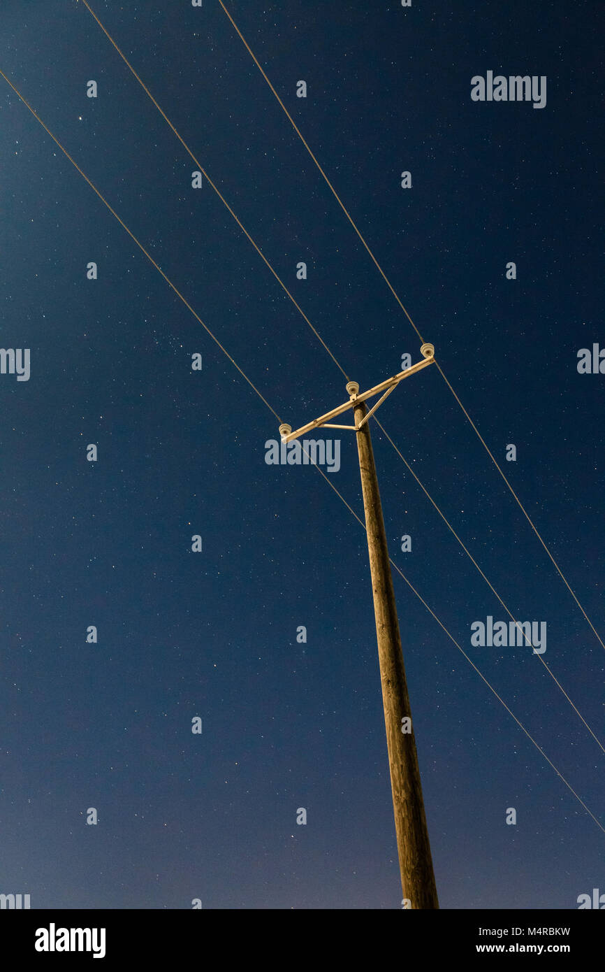 Power lines and night sky Stock Photo - Alamy
