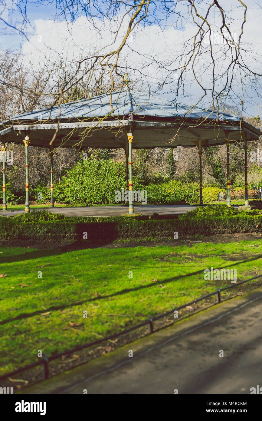DUBLIN, IRELAND - February 17th, 2018: detail of St Stephen's Green park in Dublin city centre, featuring the Bandstand Stock Photo