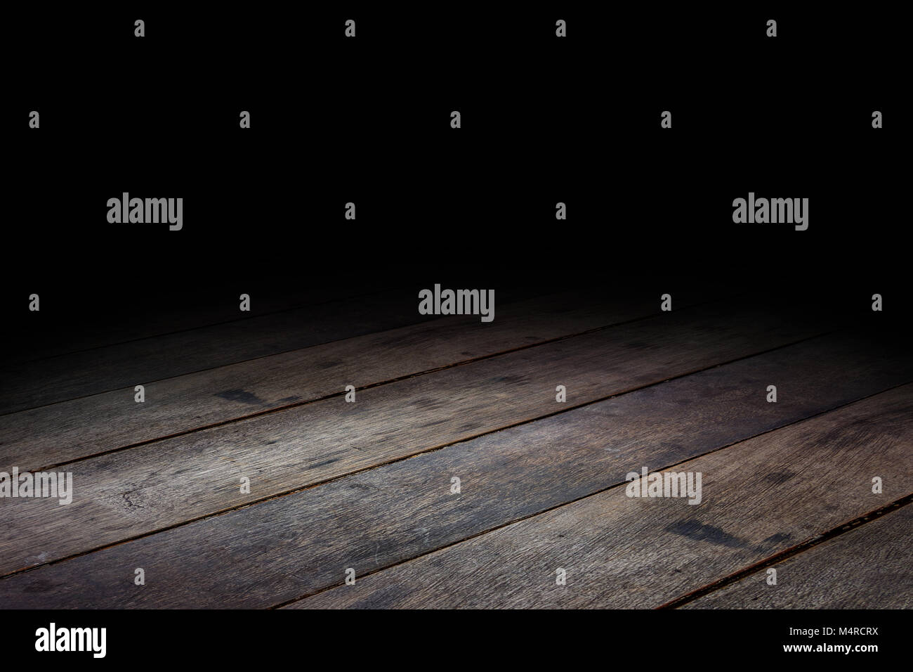 Dark Plank wood floor texture perspective background for display or montage of product,Mock up template for your design. Stock Photo