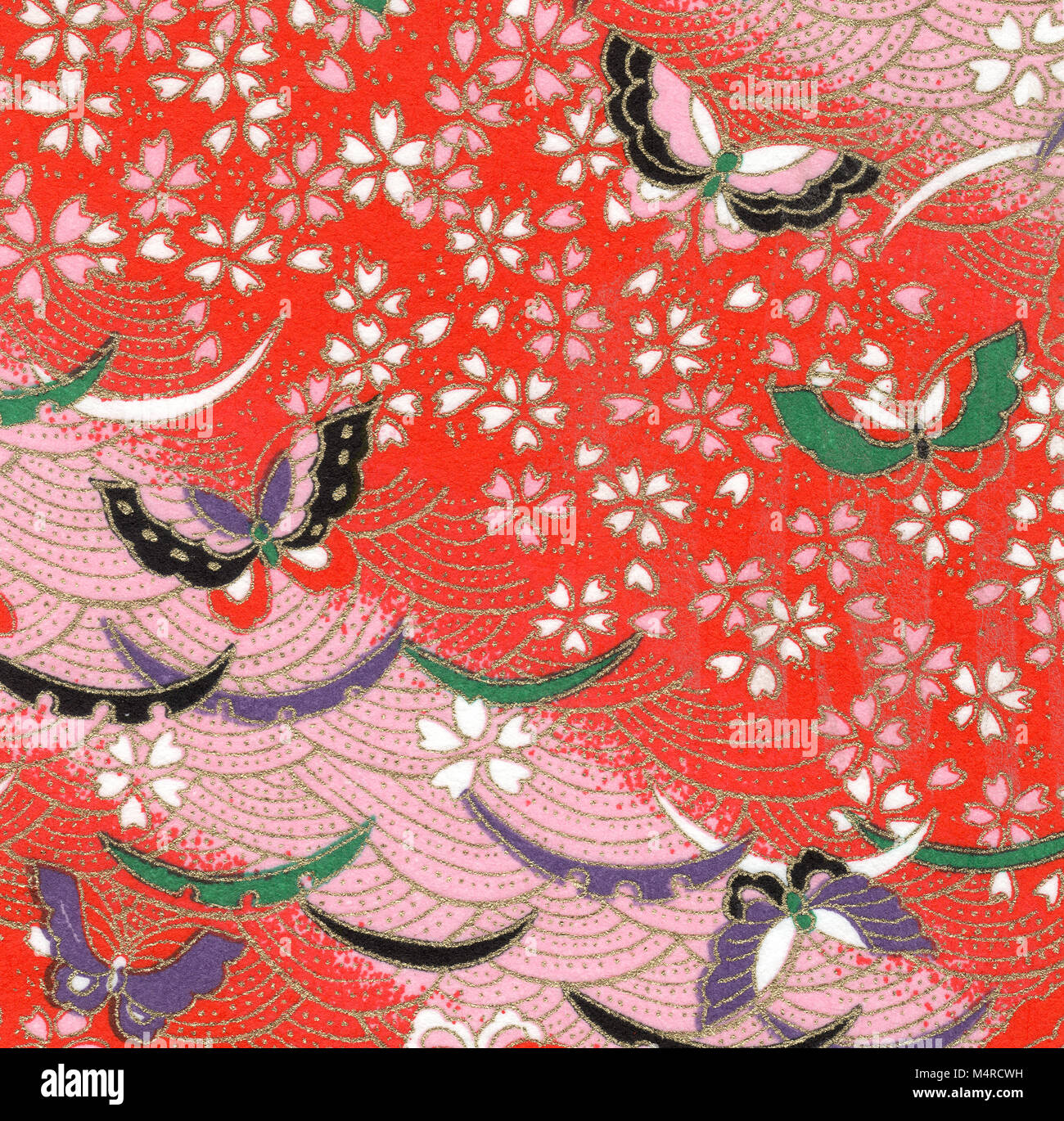 Japanese paper with traditional ornaments Stock Photo Alamy