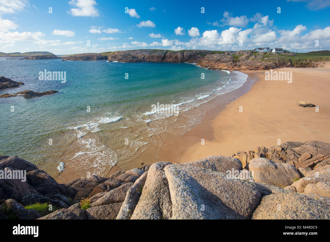 Sandy cove in Traderg Bay, Cruit Island, The Rosses, County Donegal, Ireland. Stock Photo
