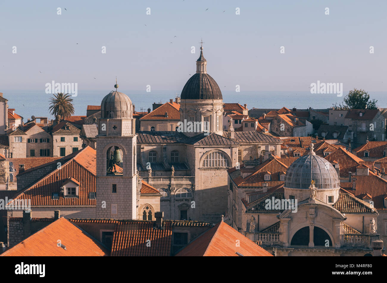 Classic view of the historic town of Dubrovnik, one of the most famous tourist destinations in the Mediterranean Sea, at sunset, Dalmatia, Croatia Stock Photo