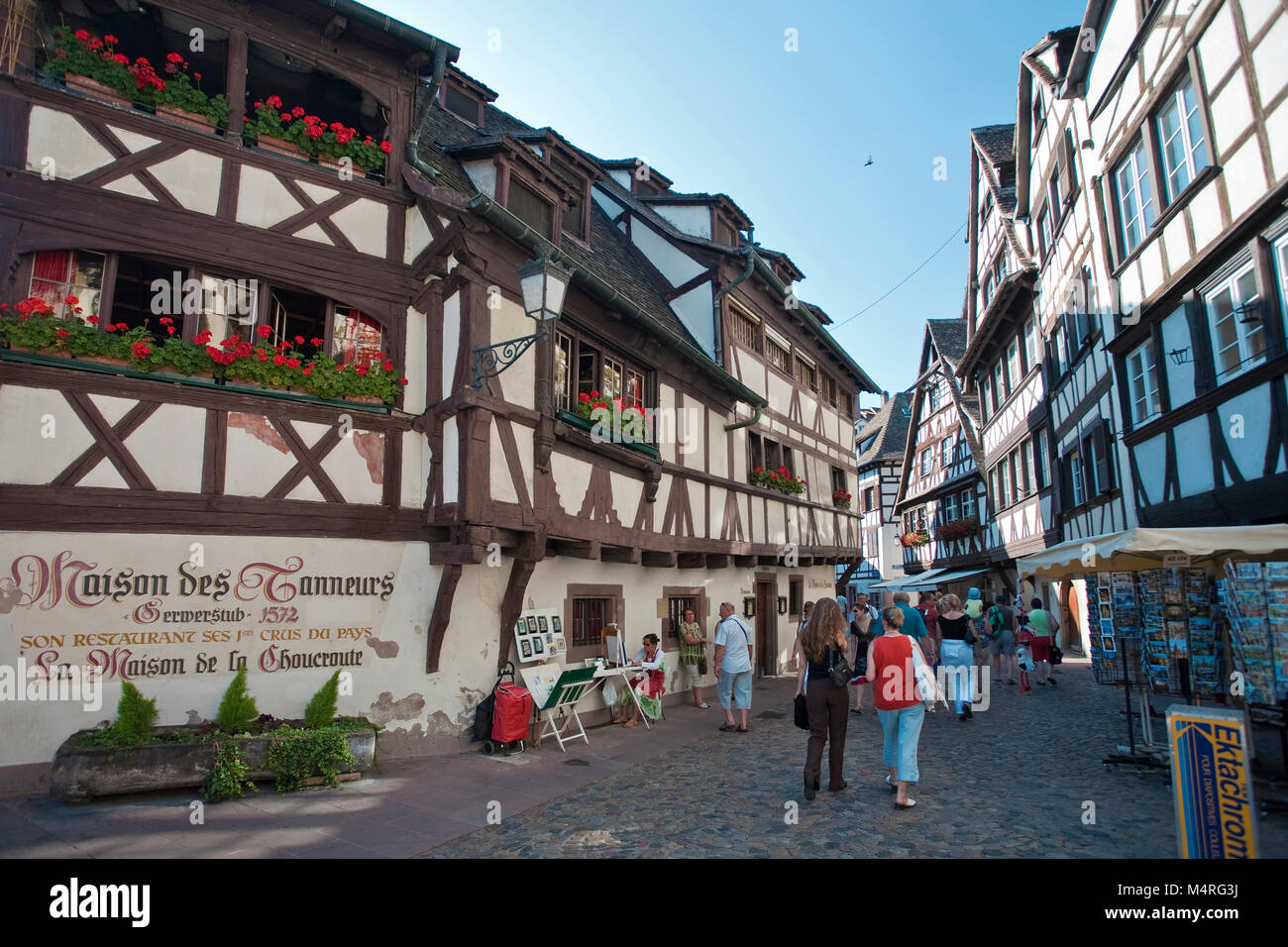 Alley at La Petite France (Little France), half-timbered houses, left side, Maison des Tanneurs, Strasbourg, Alsace, Bas-Rhin, France, Europe Stock Photo