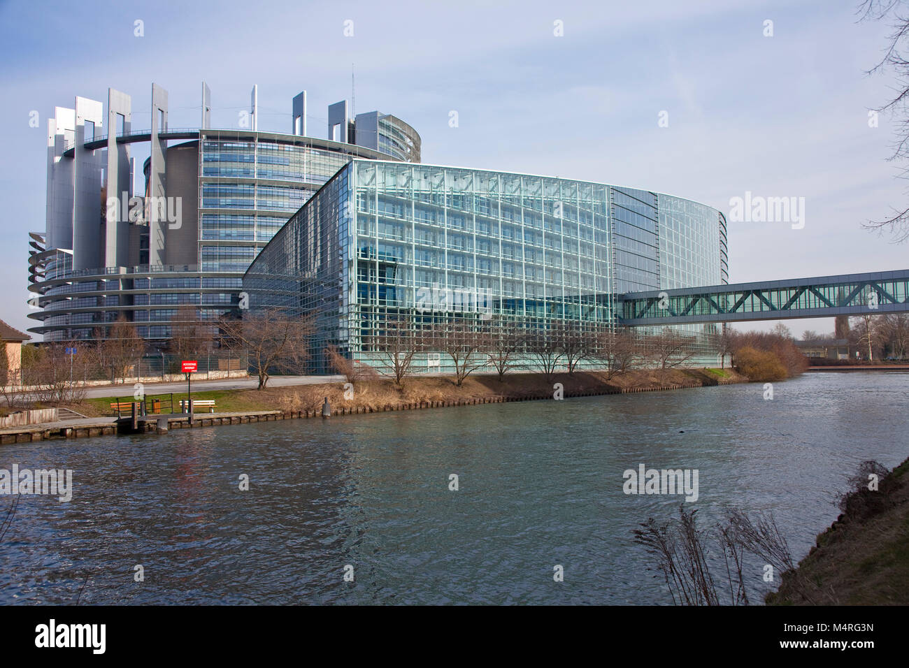 European Parliament at Ill river, Strasbourg, Alsace, Bas-Rhin, France, Europe Stock Photo
