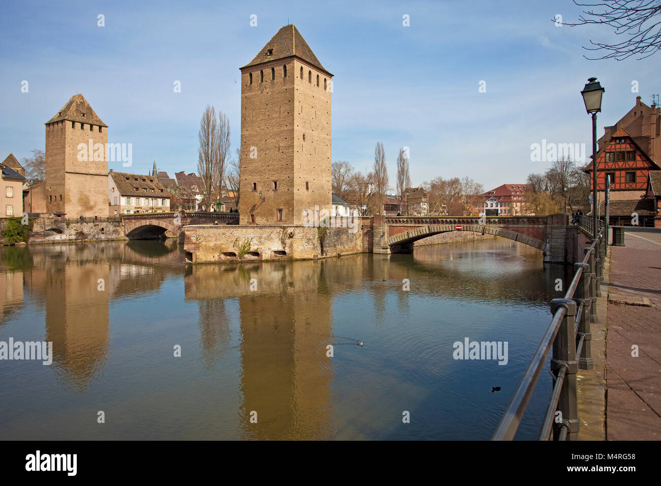 Ponts couvert, medieval bridge and towers at La Petite France (Little France), Strasbourg, Alsace, Bas-Rhin, France, Europe Stock Photo