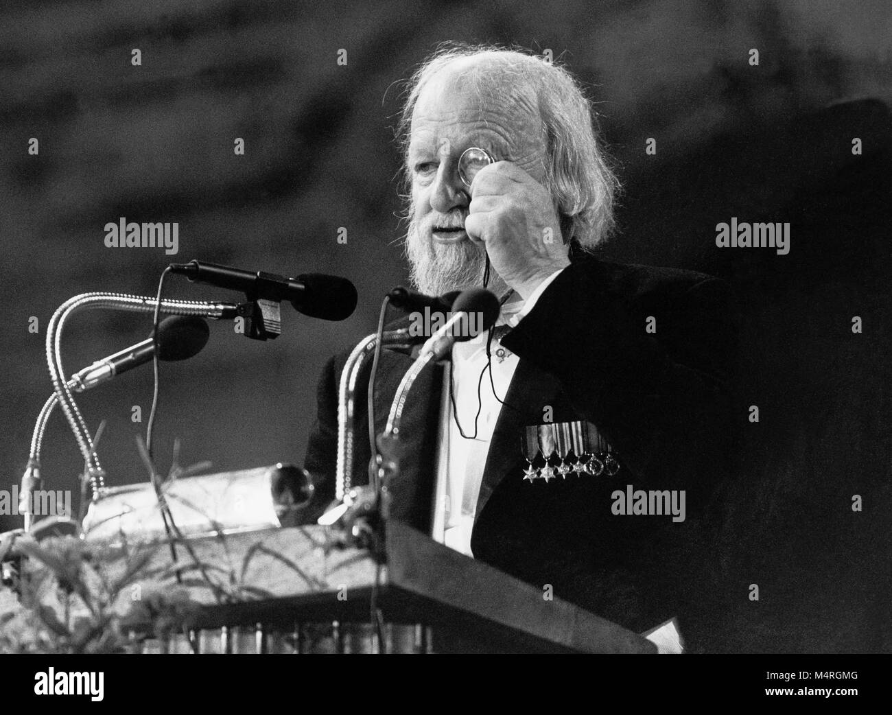 WILLIAM GOLDING British author and Nobel laureate in literature 1983 give her thanks to the Swedish academy at the banquete Stock Photo