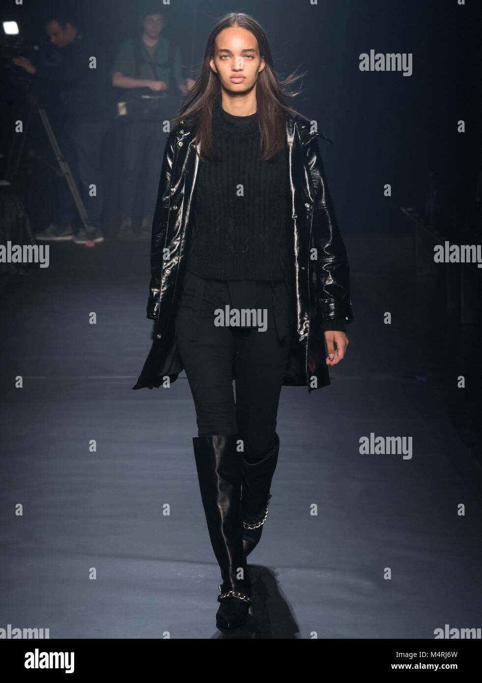 NEW YORK, NY - February 12, 2018: Ellen Rosa walks the runway during rehearsal for the Zadig & Voltaire Fall Winter 2018 fashion show during New York  Stock Photo