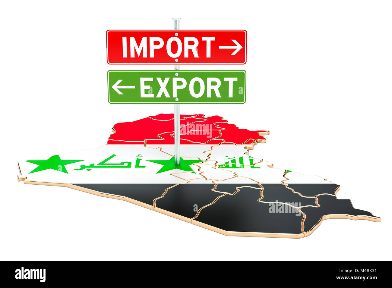 Import and export in Iraq concept, 3D rendering isolated on white background Stock Photo