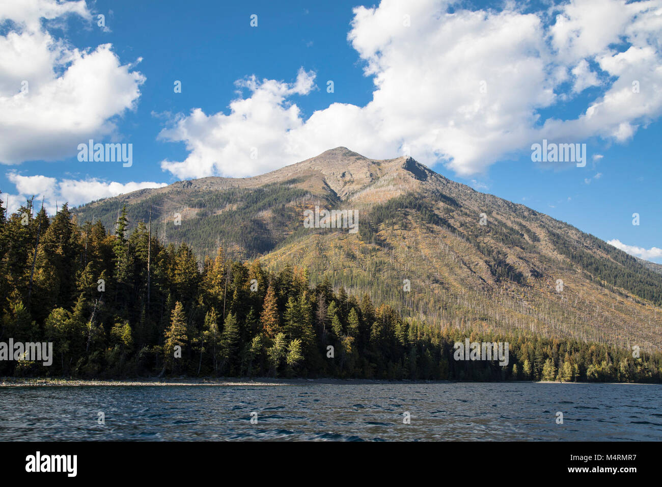 Stanton Mountain From Lake McDonald. Stock Photo