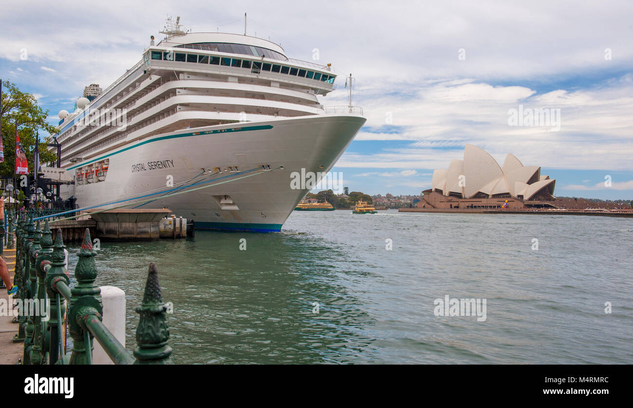 Cruise Ship Serenity Crystal Docked At Sydney S Overseas Passenger Terminal And Sydney Opera House In Background Circular Quay Australia Stock Photo Alamy