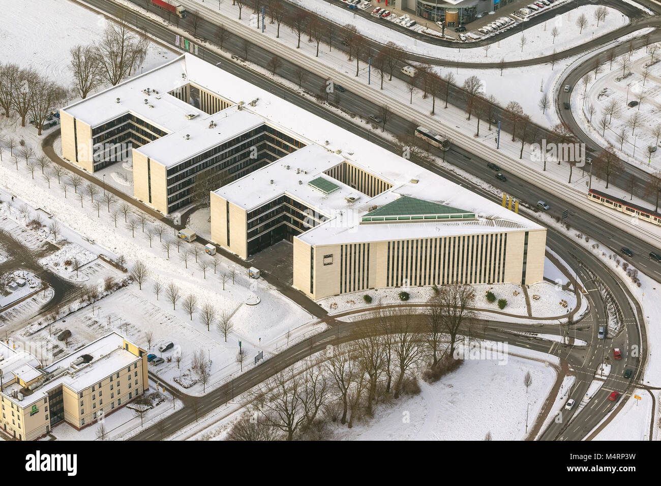 Aerial view, ADAC Westphalia, German automobile club, head office Dortmund, Dortmund, Ruhr area, North Rhine-Westphalia, Germany, Europe, Ruhr area, E Stock Photo